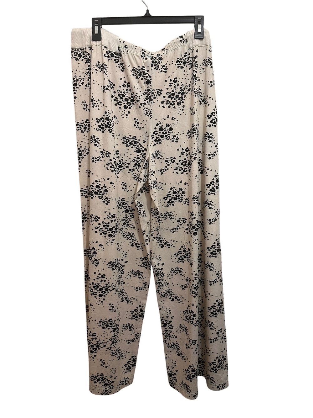 Free People Beige Wide-Leg Drawstring Pants with Black Floral Print - Picture 4 of 5